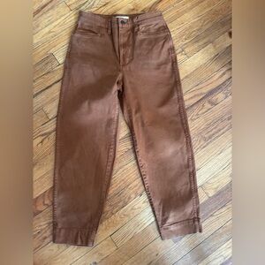 Madewell Coated Slim Emmett Pants Rust Burnt Orange High Rise Tapered